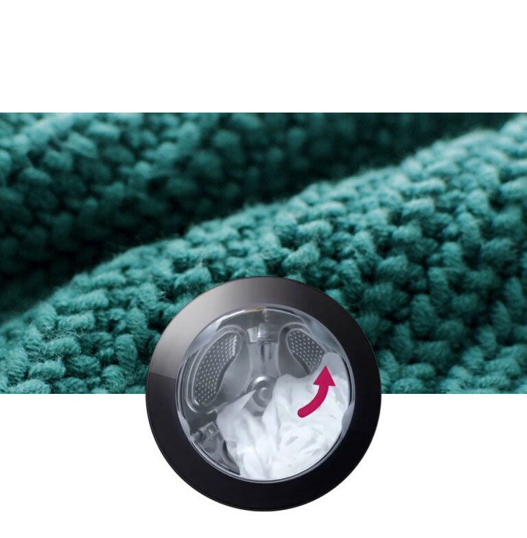 Når bakgrunnen endres til gensere, myk bomull og jeans, aktiveres et vaskemønster som passer tøyet.