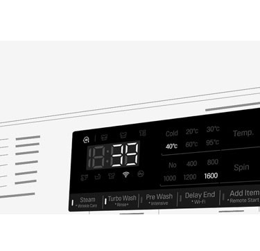 This is an enlarged image of the washing machine panel so that the display can be clearly seen.