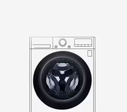 Bildet av vaskemaskinen med herdet glassdør er godt synlig.