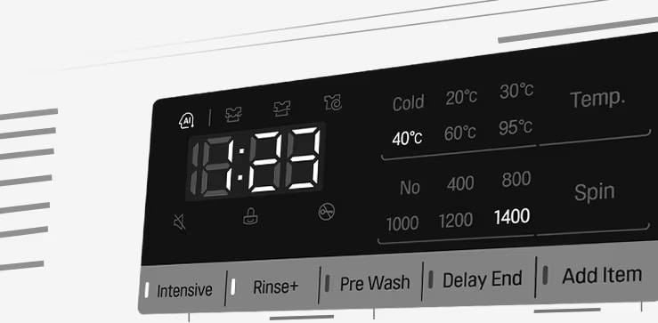 Bildet av innsiden av vaskemaskinen hvor de rustfrie trommelribbene kan sees.