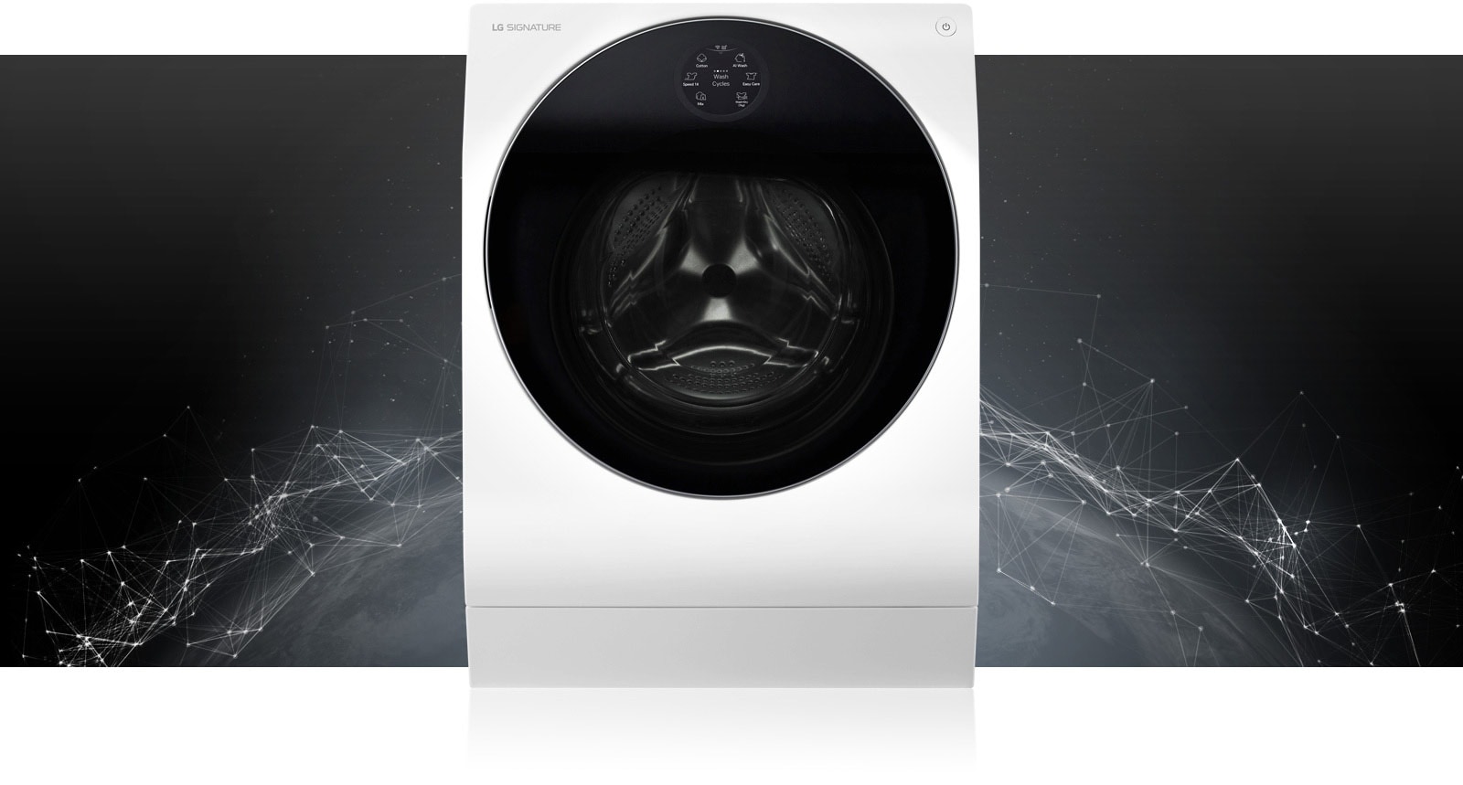 It show a front view of LG Signature washer-dryer.