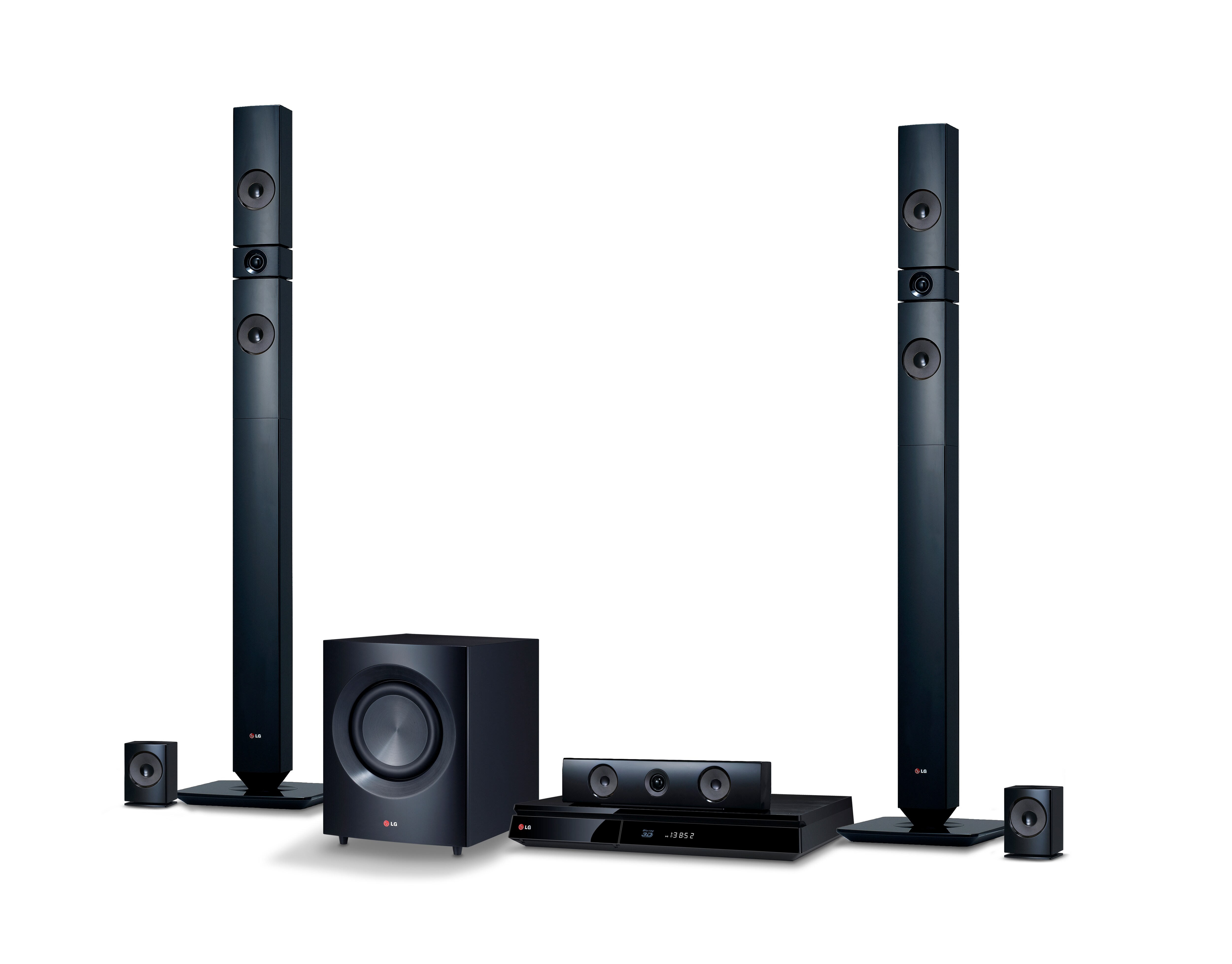 LG 5,1-kanals 3D hjemmekinosystem. Kraftige 1200 W høyttalere med aramidmembran. Ekstra SMART Blu-ray med nettleser, Wi-Fi, DLNA, Private Sound, 4K oppskalering og 3D-støtte. 5 sekunders oppstart. Tallboy fronthøyttalere., BH7430PN