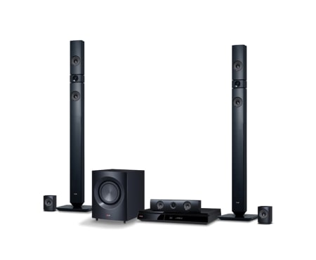 LG 5,1-kanals 3D hjemmekinosystem. Kraftige 1200 W høyttalere med aramidmembran. Ekstra SMART Blu-ray med nettleser, Wi-Fi, DLNA, Private Sound, 4K oppskalering og 3D-støtte. 5 sekunders oppstart. Tallboy fronthøyttalere., BH7430PN, thumbnail 3
