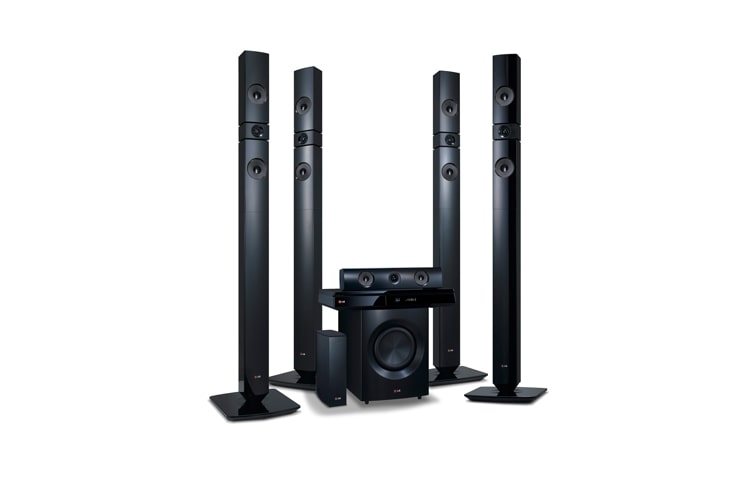 LG 5,1-kanals hjemmekinosystem med trådløse bakhøyttalere. Kraftige 1200 W høyttalere med aramidmembran. Ekstra SMART Blu-ray med nettleser, Wi-Fi, DLNA, Private Sound, 4K oppskalering og 3D-støtte. 5 sekunders oppstart. Tallboy bak- og fronthøyttalere., BH7530TWN, thumbnail 1