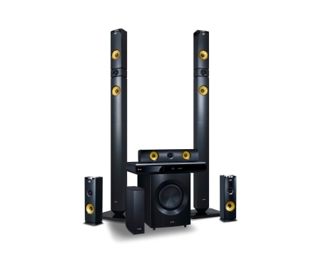 LG 9,1-kanals hjemmekinosystem med trådløse bakhøyttalere. Kraftige 1460 W høyttalere med aramidmembran. Ekstra SMART Blu-ray med nettleser, Wi-Fi, DLNA, Private Sound, 4K oppskalering og 3D-støtte. 5 sekunders oppstart. Tallboy fronthøyttalere., BH9430PWN, thumbnail 3
