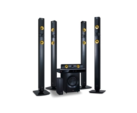 LG 9,1-kanals hjemmekinosystem med trådløse bakhøyttalere. Kraftige 1460 W høyttalere med aramidmembran. Ekstra SMART Blu-ray med nettleser, Wi-Fi, DLNA, Private Sound, 4K oppskalering og 3D-støtte. 5 sekunders oppstart. Tallboy front- og bakhøyttalere., BH9530TWN, thumbnail 3