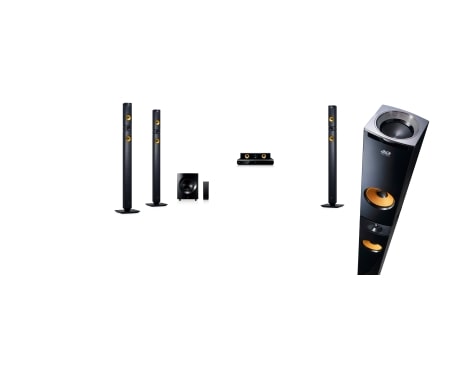 LG 9,1-kanals hjemmekinosystem med trådløse bakhøyttalere. Kraftige 1460 W høyttalere med aramidmembran. Ekstra SMART Blu-ray med nettleser, Wi-Fi, DLNA, Private Sound, 4K oppskalering og 3D-støtte. 5 sekunders oppstart. Tallboy front- og bakhøyttalere., BH9530TWN, thumbnail 4