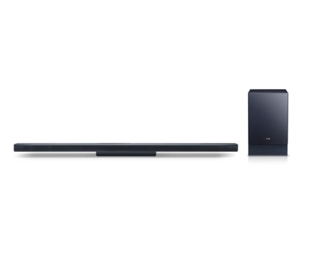 LG Kraftig 300 W 2,1-kanals slank, stilfull lydplanke med Bluetooth-tilkobling og trådløs subwoofer. Kan monteres på vegg. , NB4530AN