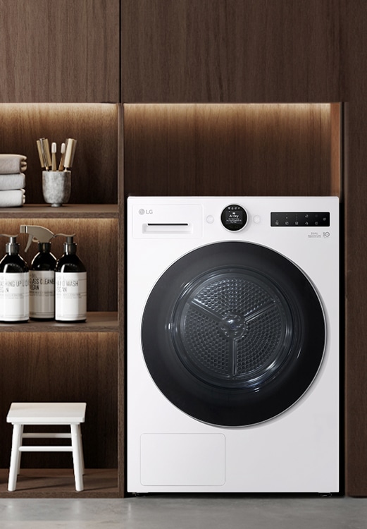 LG tørketrommel i stua.
