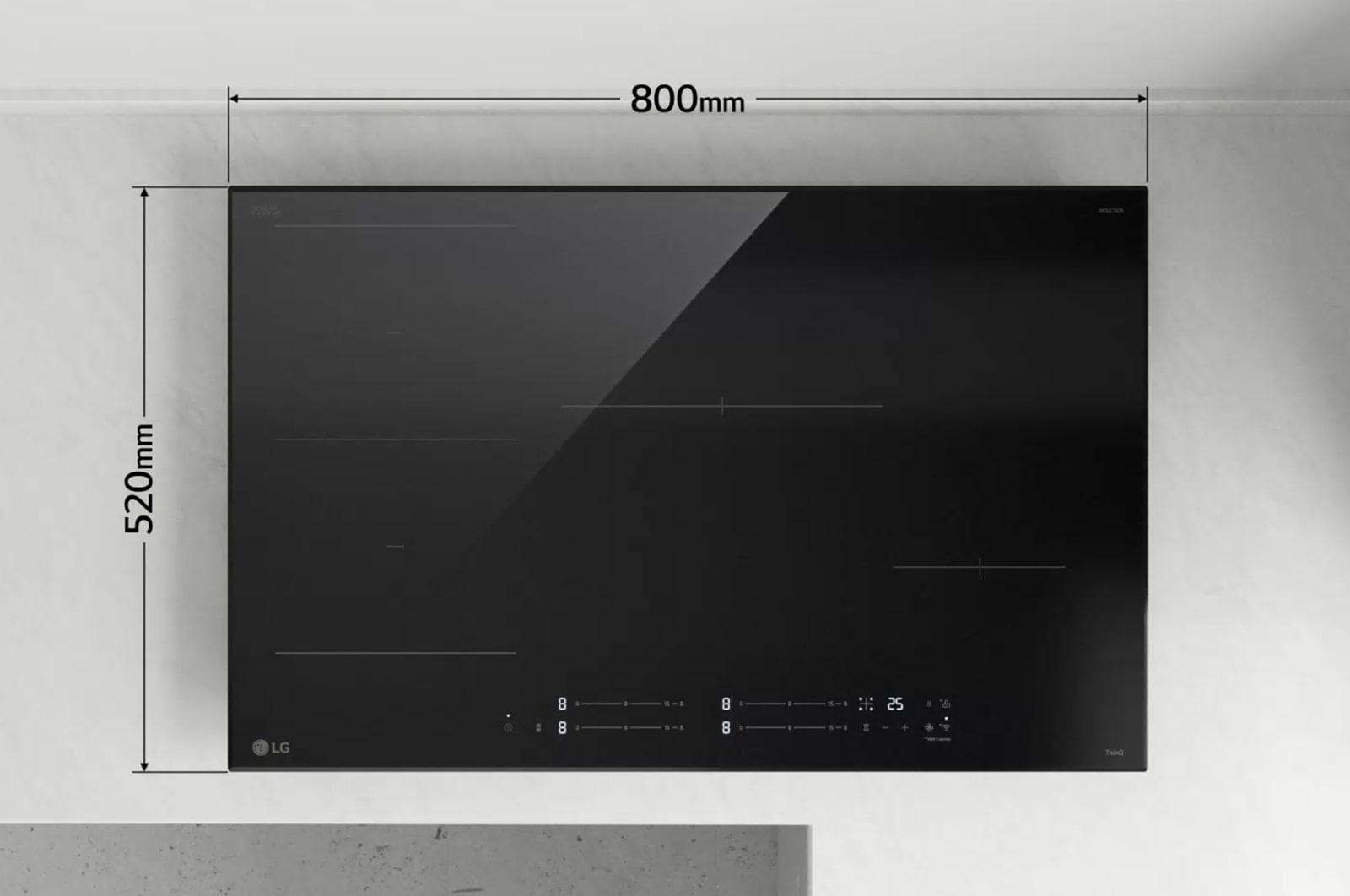 Dimensjonen på Induksjonsplatetoppen.