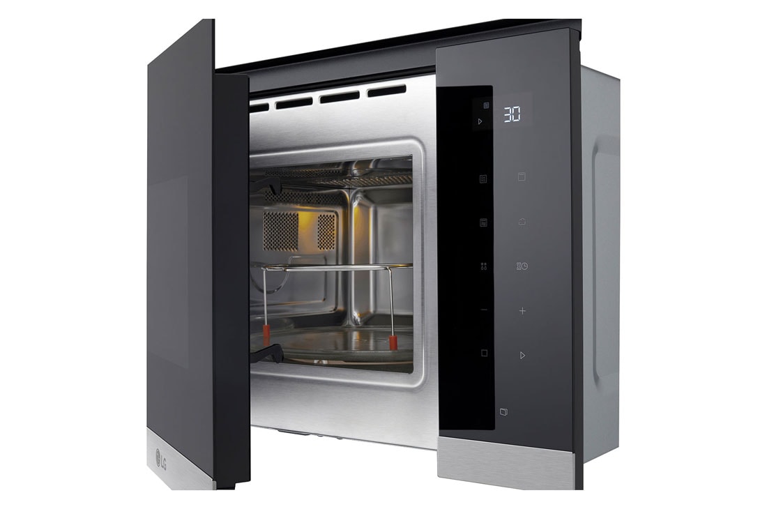 LG 25L innebygd mikrobølgeovn i rustfritt stål med automatisk tilberedning og grill, 900W, Right view , MG7Z2593D, thumbnail 4