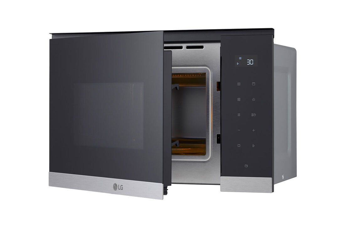 LG 25L innebygd mikrobølgeovn i rustfritt stål med automatisk tilberedning og grill, 900W, Top_Perspective, MG7Z2593D, thumbnail 6