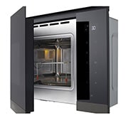 LG 25 liters innebygd mikrobølgeovn i mattsvart stål med automatisk tilberedning og grillfunksjon, 900 W, Right view , MG7Z2593B, thumbnail 4