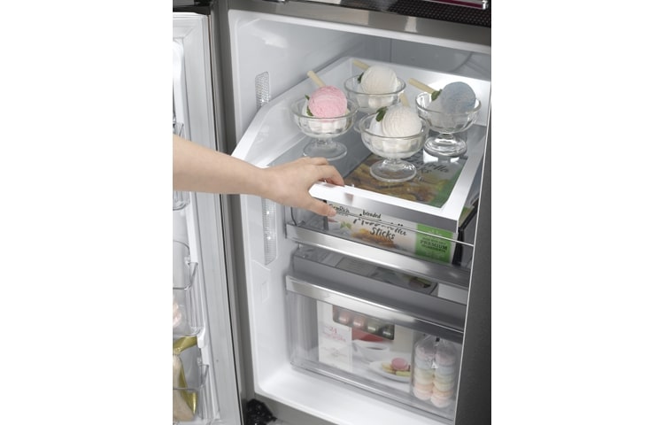 LG A+ klassifisert french door skap – med automatisk avriming, dør-i-dør oppbevaring og vann- og isdispenser (nettovol. 571 l), GMJ916NSHV, thumbnail 7