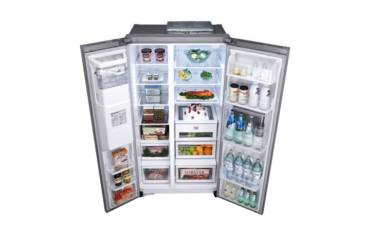 LG klassifisert side-by-side-skap med automatisk avriming og Non Plumbing isdispenser (nettovolum 508 liter), GS9166AVLZ, thumbnail 3