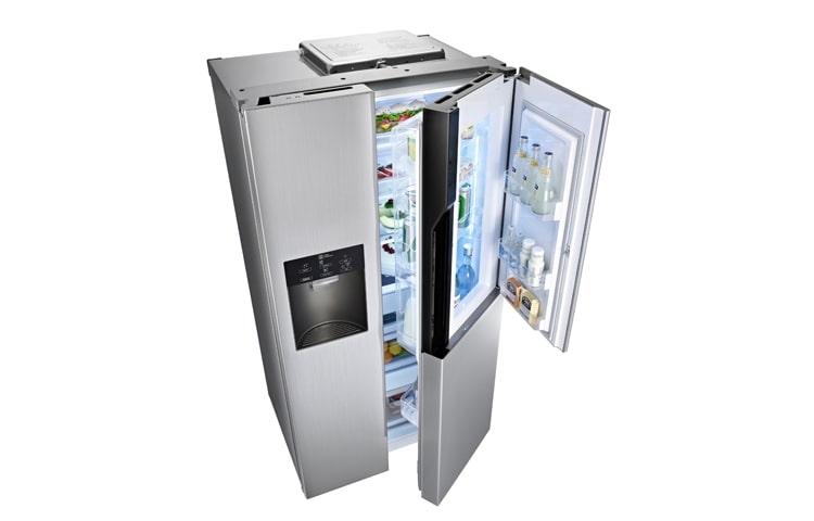 LG side-by-side-skap – med automatisk avriming, dør-i-dør oppbevaring og vann- og isdispenser (nettovol. 614 l), GS9366NSAZ, thumbnail 2