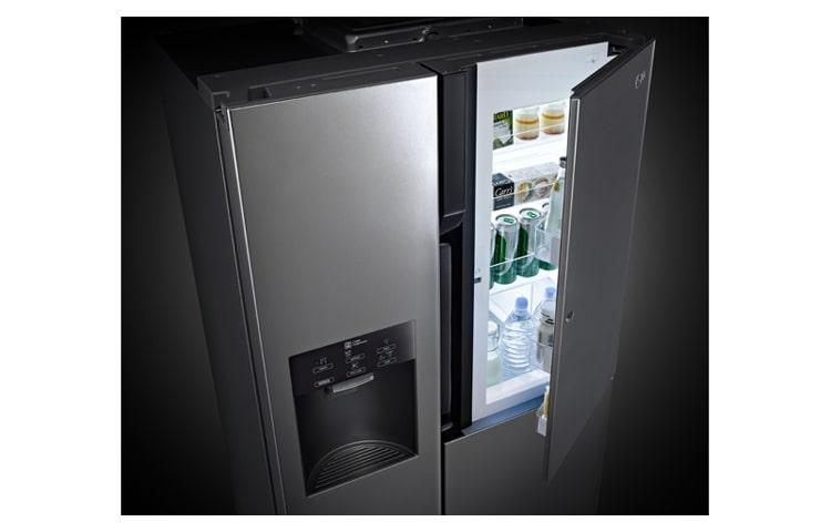 LG side-by-side-skap – med automatisk avriming, dør-i-dør oppbevaring og vann- og isdispenser (nettovol. 614 l), GS9366NSAZ, thumbnail 7
