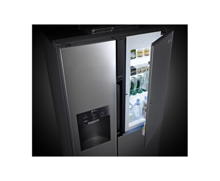 LG side-by-side-skap – med automatisk avriming, dør-i-dør oppbevaring og vann- og isdispenser (nettovol. 614 l), GS9366NSAZ, thumbnail 7