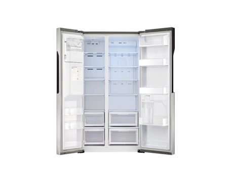 LG side-by-side-skap – med automatisk avriming og Non-plumbing vann- og isdispenser (nettovol. 614 l), GS9366PZYZL, thumbnail 2