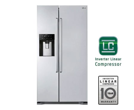 LG side-by-side-skap med automatisk avriming og isdispenser (nettovolum 508 liter), GSL325PZCVD