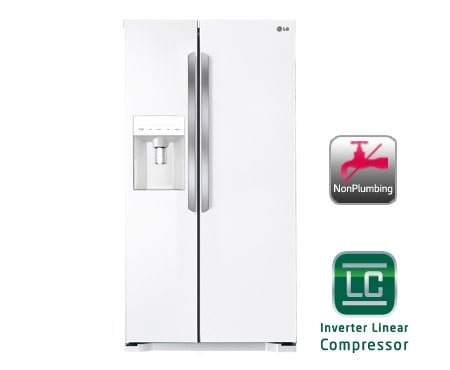 LG  side-by-side-skap med automatisk avriming og Non Plumbing isdispenser (nettovolum 508 liter), GSL325SWYV