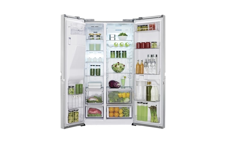 LG side-by-side-skap med automatisk avriming og Non Plumbing isdispenser (nettovolum 540 liter), GSL545NSYZ, thumbnail 3