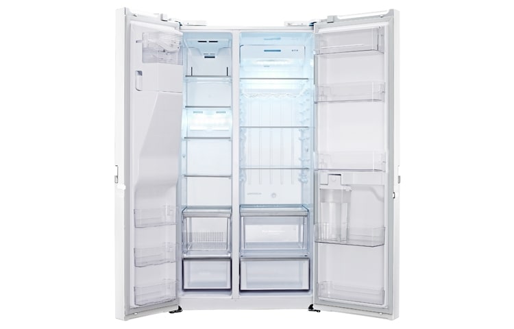 LG side-by-side-skap med automatisk avriming og Non Plumbing isdispenser (nettovolum 540 liter), GSL545SWYZ, thumbnail 2