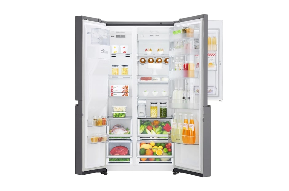 LG 625L Door in Door™ Side by Side (Shiny Steel) - Energiklasse F, Vann/isdispenser uten vanntilkobling og Smart Diagnosis™ med Wi-Fi, GSJ761PZTZ, thumbnail 4