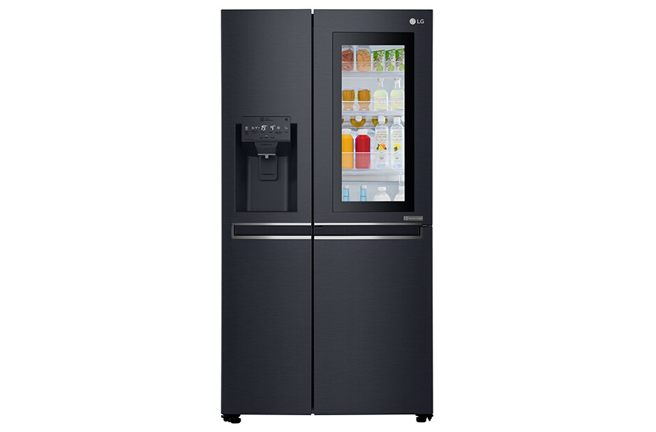 LG 625L InstaView Door in Door™ Side by Side (Matte Black), Energiklasse F, Vann/isdispenser med vanntilkobling, Smart Diagnosis™ med Wi-Fi, GSX960MTAZ