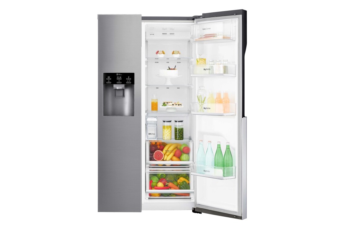 LG 606L Side by Side (Mørkegrå) - Energiklasse F, Vann/isdispenser uten vanntilkobling, Smart Diagnosis™, GSL561PZUZ, thumbnail 4