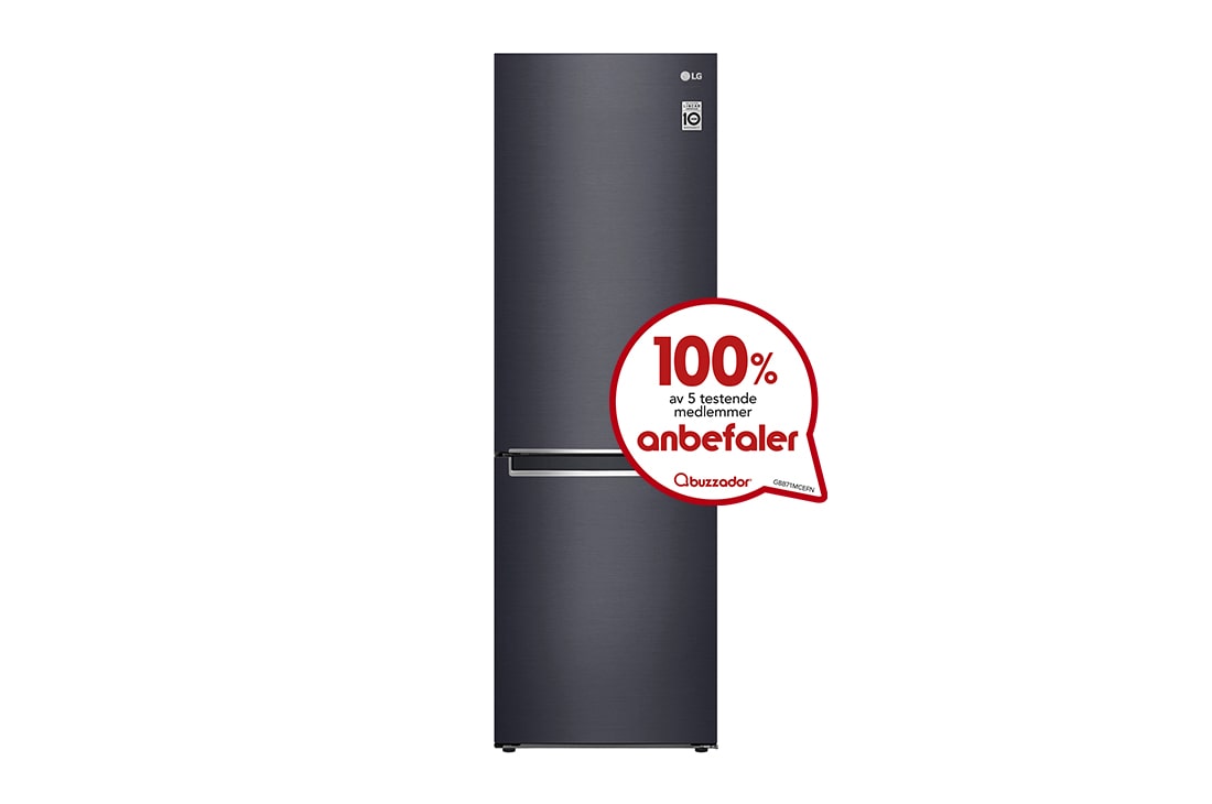 LG 1.86M 341L Kombiskap(Matte Black) - Energiklasse D, Door Cooling™ , GBB71MCEFN