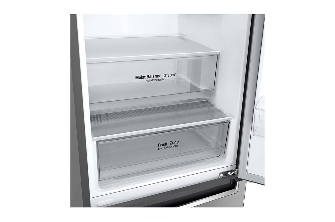 LG 1.86M 341L Kombiskap(Shiny Steel) - Energiklasse E, Door Cooling™ og Smart Diagnosis™ med Wi-Fi, GBB61PZHZN, thumbnail 3