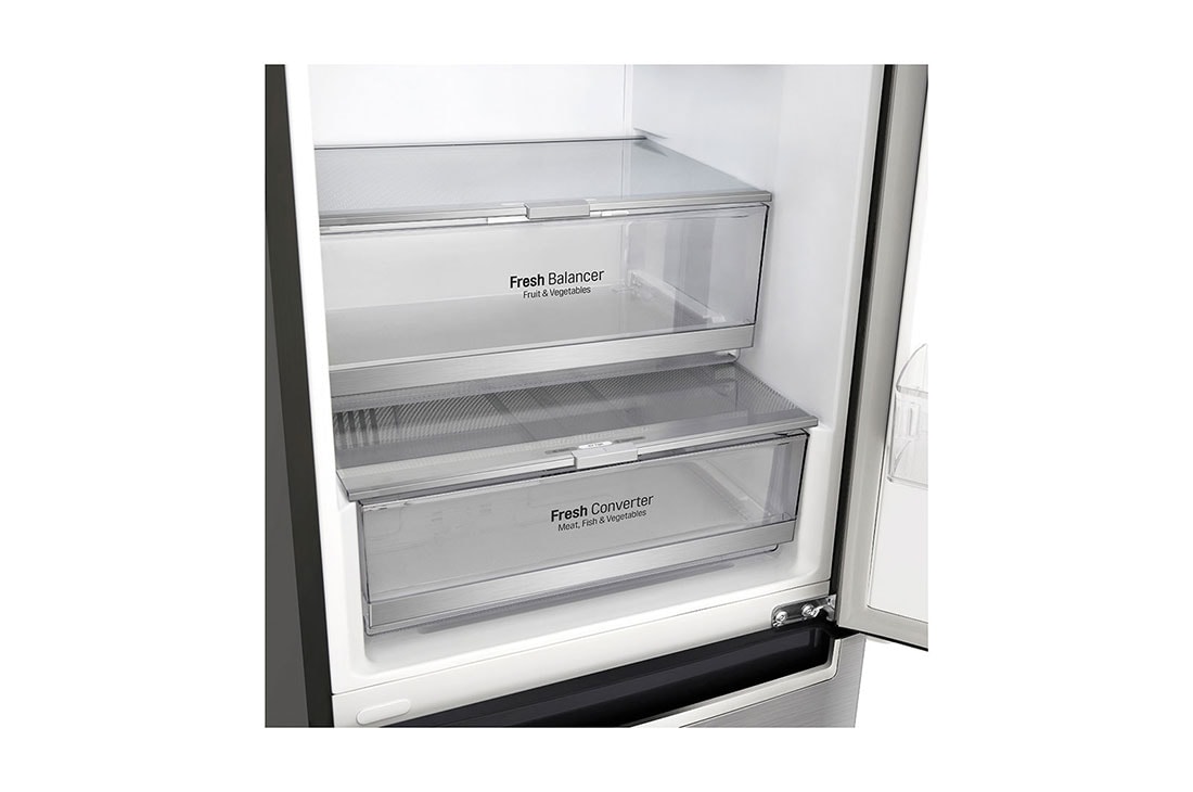 LG 1.86M 341L Kombiskap(Shiny Steel) - Energiklasse D, Door Cooling™, GBB71PZEFN, thumbnail 3