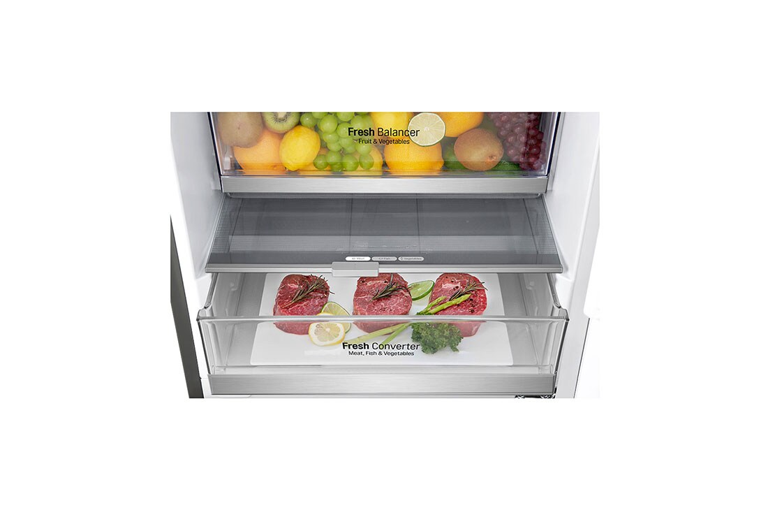 LG 1.86M 341L Kombiskap(Shiny Steel) - Energiklasse D, Door Cooling™, GBB71PZEFN, thumbnail 5