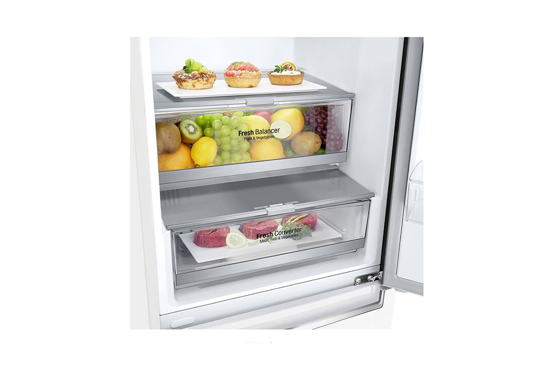 LG 1.86M 341L Kombiskap(Hvit) - Energiklasse D, Door Cooling™, GBB71SWEFN, thumbnail 3