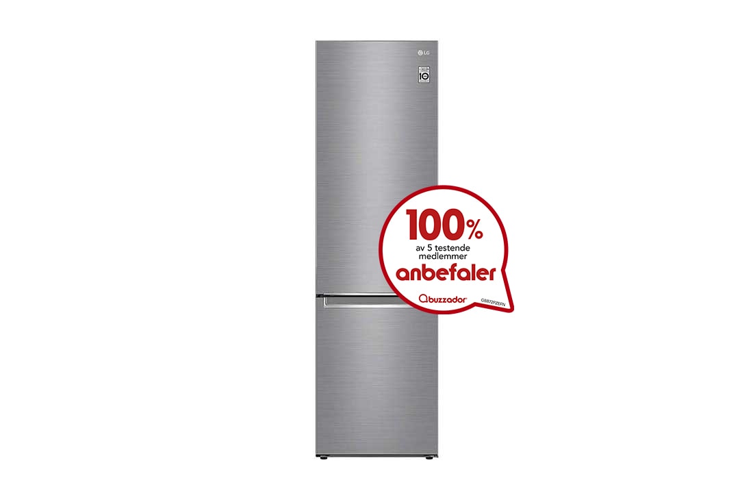 LG 2.03M 384L Kombiskap(Shiny Steel) - Energiklasse D, Door Cooling™, GBB72PZEFN