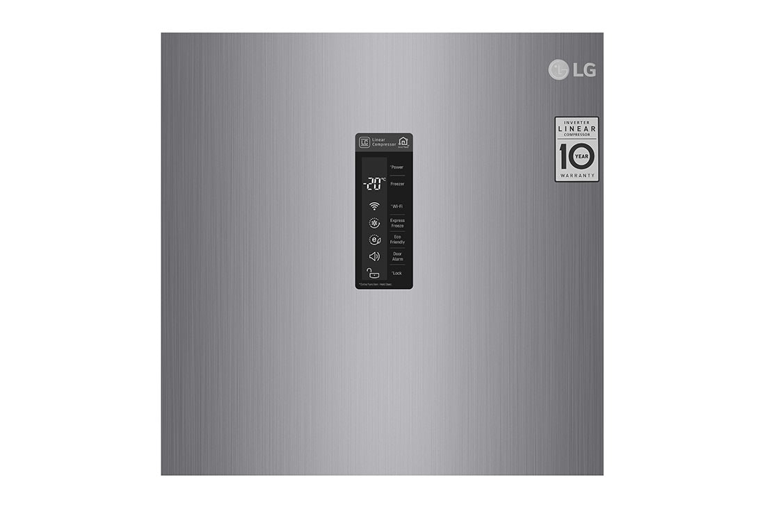 LG 323L Frittstående fryseskap (Shiny Steel) - Energiklasse F, Total No Frost og  Smart Diagnosis™ med Wi-Fi, KF5237PZJZ, thumbnail 4