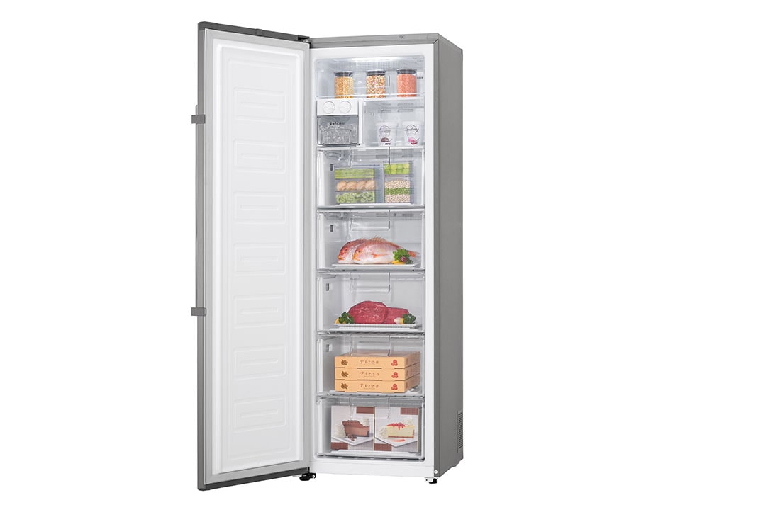 LG 323L Frittstående fryseskap (Shiny Steel) - Energiklasse F, Total No Frost og  Smart Diagnosis™ med Wi-Fi, KF5237PZJZ, thumbnail 5