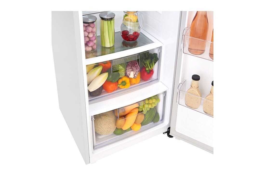 LG 375L Frittstående kjøleskap (Hvit) - Energiklasse F, Moist Balance Crisper™ og Smart Diagnosis™ med Wi-Fi, KL5241SWJZ, thumbnail 4