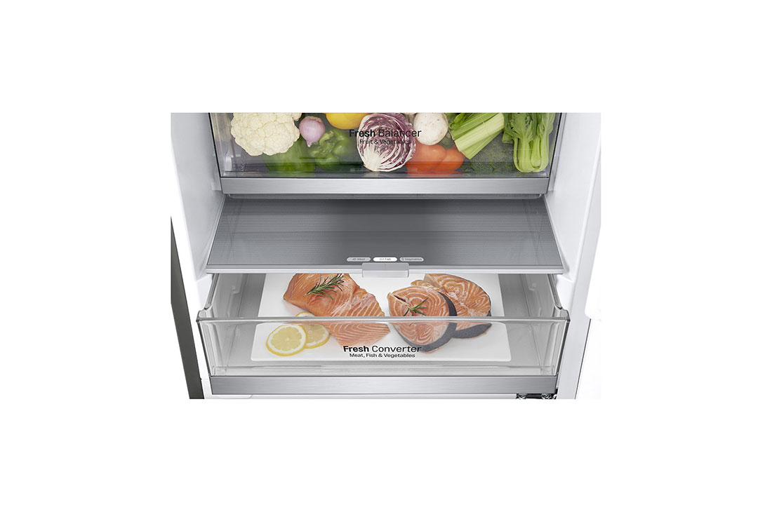 LG 2.03M 384L Kombiskap(Shiny Steel) - Energiklasse E, Door Cooling™ og Smart Diagnosis™ med Wi-Fi, GBB72PZDZN, thumbnail 4