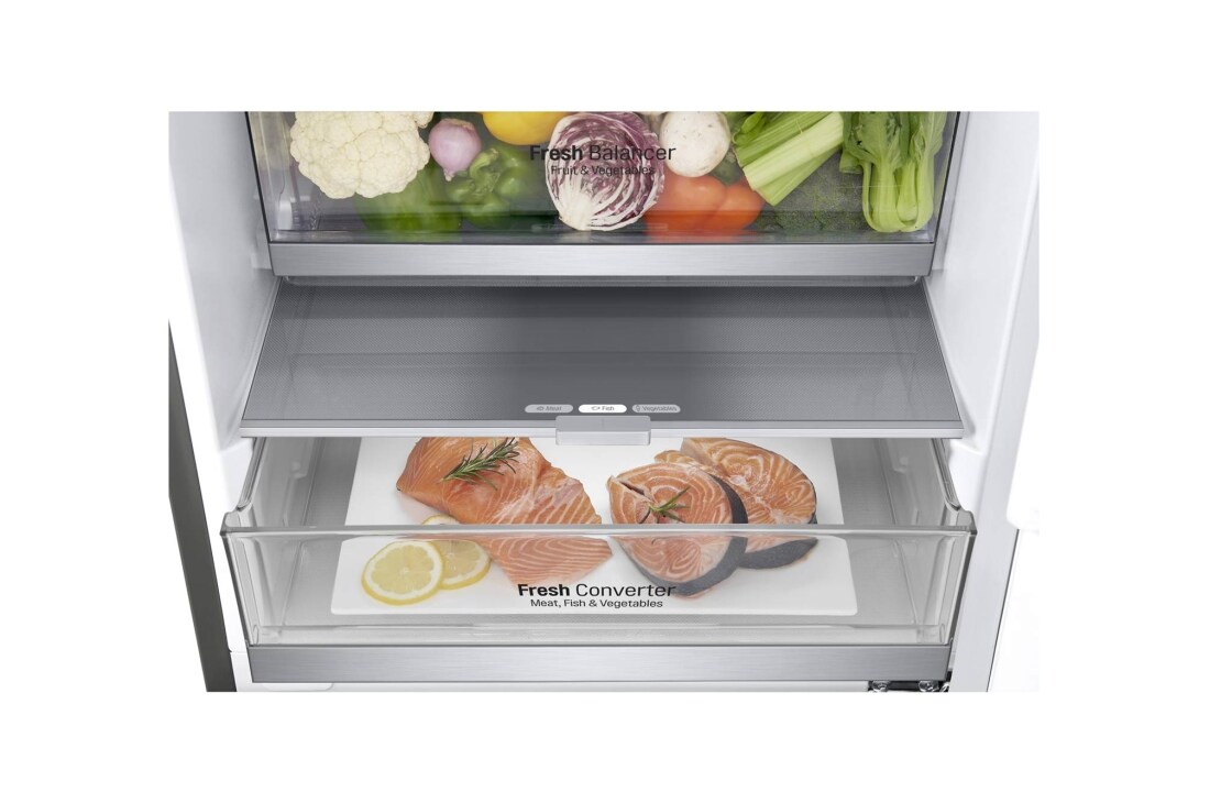 LG 1.86M 341L Kombiskap(Shiny Steel) - Energiklasse E, Door Cooling™ og Smart Diagnosis™ med Wi-Fi, GBB71PZDZN, thumbnail 5
