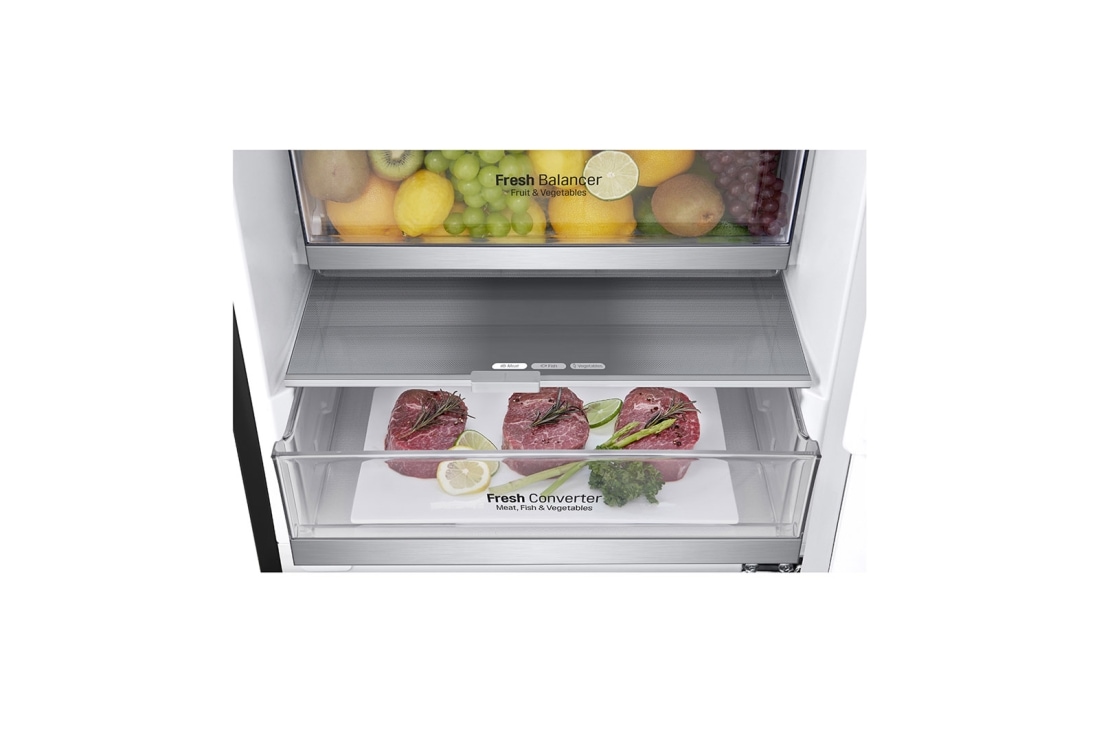 LG 1.86M 341L Kombiskap(Matte Black) - Energiklasse E, Door Cooling™ og Smart Diagnosis™ med Wi-Fi, GBB71MCDZN, thumbnail 6