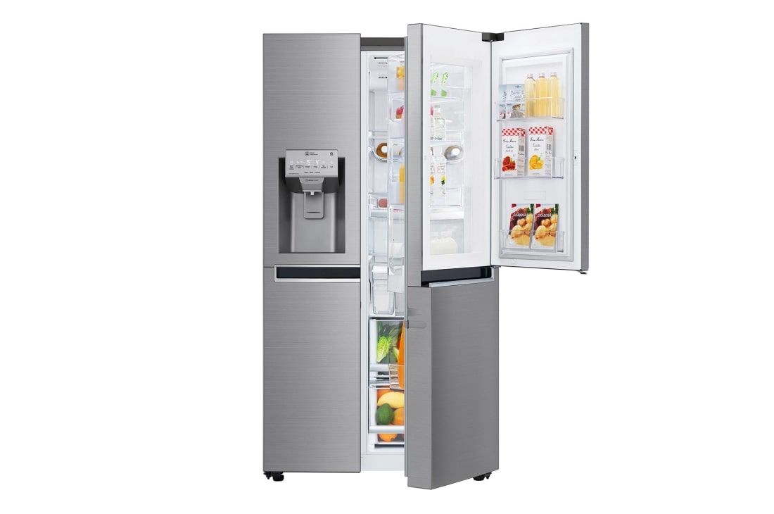 LG 625L Door in Door™ Side by Side (Shiny Steel) - Energiklasse F, Vann/isdispenser uten vanntilkobling og Smart Diagnosis™ med Wi-Fi, GSJ961PZVZ