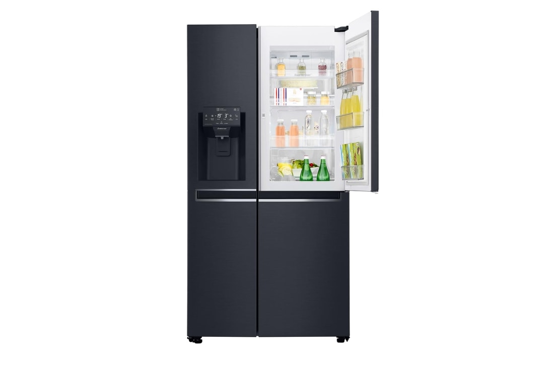 LG 625L Door in Door™ Side by Side (Matte Black) - Energiklasse F, Vann/isdispenser uten vanntilkobling og Smart Diagnosis™ med Wi-Fi, GSJ761MCUZ, thumbnail 3
