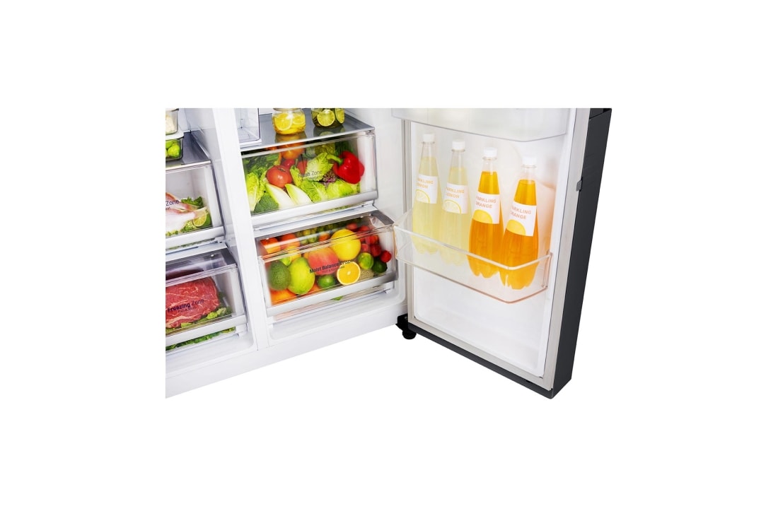 LG 625L Door in Door™ Side by Side (Matte Black) - Energiklasse F, Vann/isdispenser uten vanntilkobling og Smart Diagnosis™ med Wi-Fi, GSJ761MCUZ, thumbnail 9
