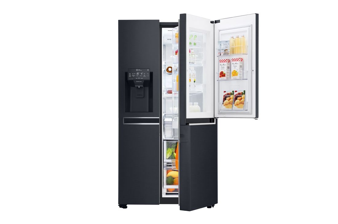 LG 625L InstaView Door in Door™ Side by Side (Matte Black), Energiklasse F, Vann/isdispenser uten vanntilkobling, Smart Diagnosis™ med Wi-Fi, GSX961MCCZ, thumbnail 3