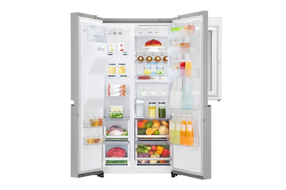 LG 625L InstaView Door in Door™ Side by Side (Noble Steel), Energiklasse F, Vann/isdispenser uten vanntilkobling, Smart Diagnosis™ med Wi-Fi, GSX961NSCZ, thumbnail 4