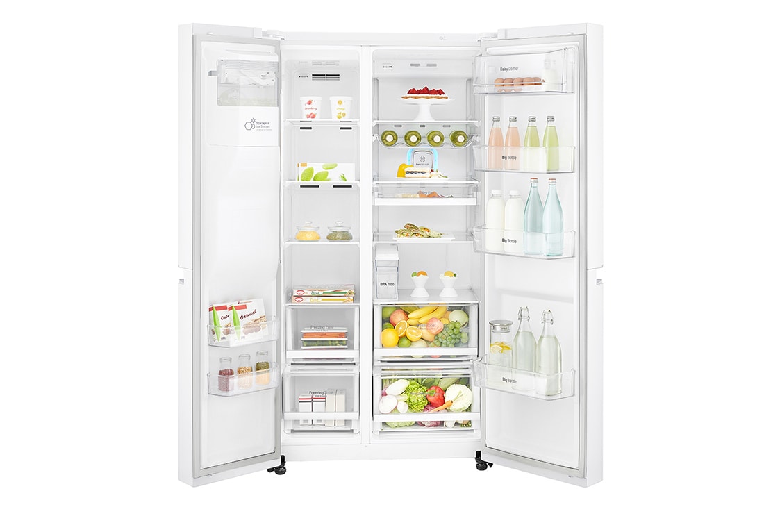 LG 625L Side by Side (Hvit) - Energiklasse F, Vann/isdispenser uten vanntilkobling og Smart Diagnosis™ med Wi-Fi, GSL761SWYV, thumbnail 2