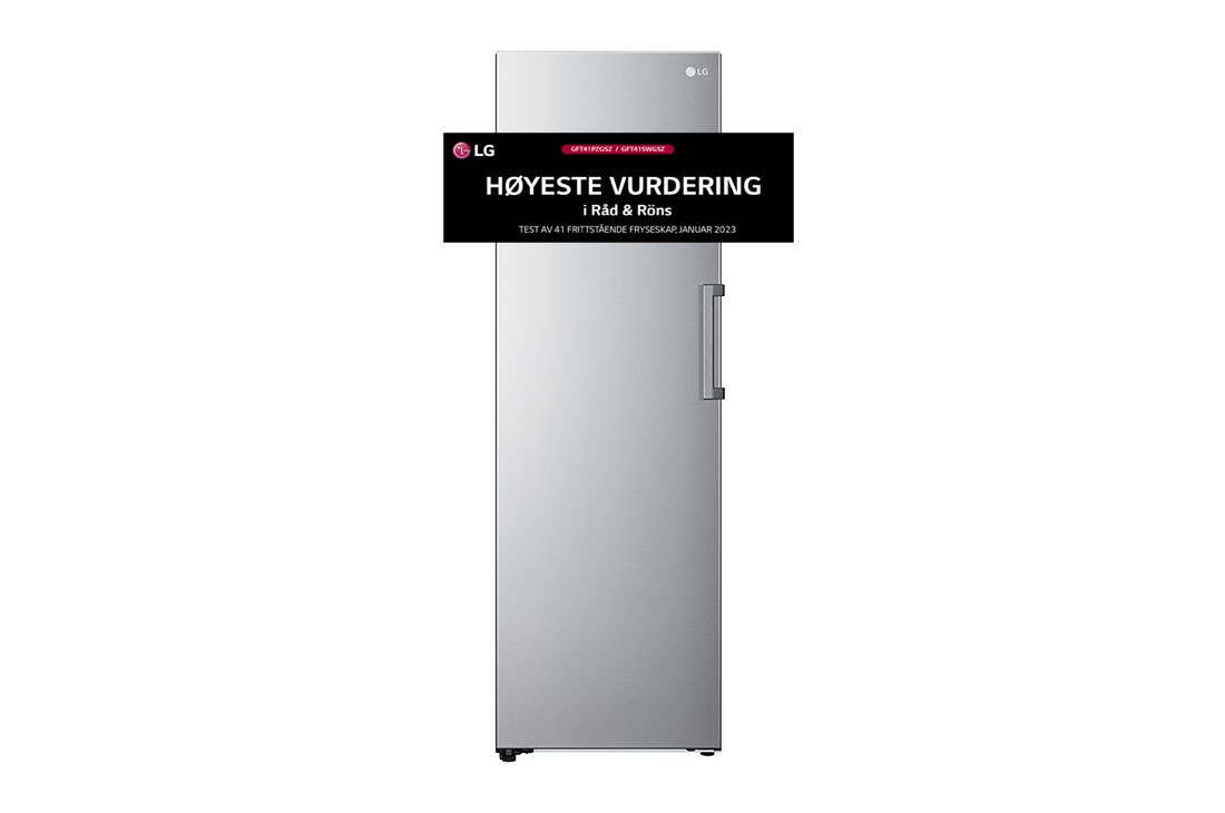LG 324L Frittstående fryseskap (Shiny Steel) - Energiklasse E, Total No Frost, Express Freeze, Front, GFT41PZGSZ