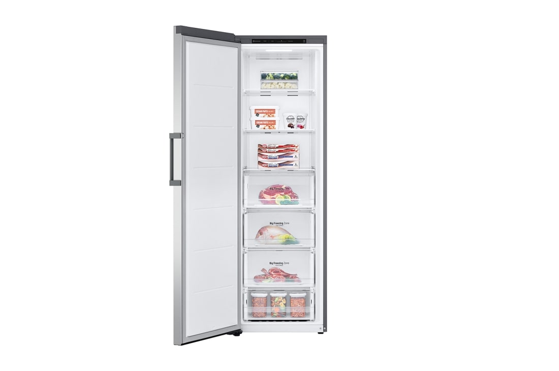 LG 324L Frittstående fryseskap (Shiny Steel) - Energiklasse E, Total No Frost, Express Freeze, frontopen-food, GFT41PZGSZ, thumbnail 2